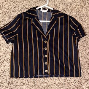 Lottie Moss size M navy striped crop top